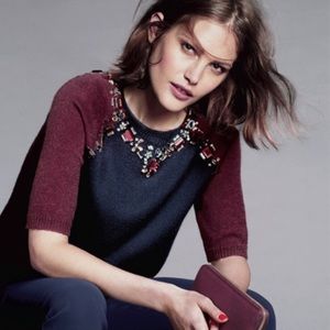 🆕 J.Crew Bejeweled Neckline Top Size Sm